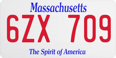 MA license plate 6ZX709