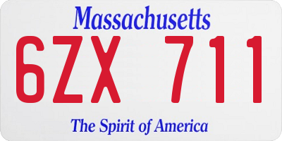 MA license plate 6ZX711