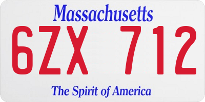 MA license plate 6ZX712