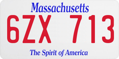MA license plate 6ZX713