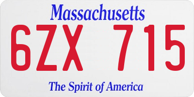 MA license plate 6ZX715