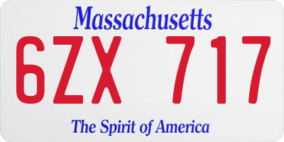 MA license plate 6ZX717