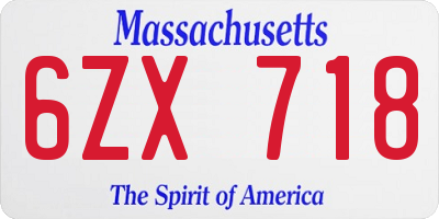 MA license plate 6ZX718