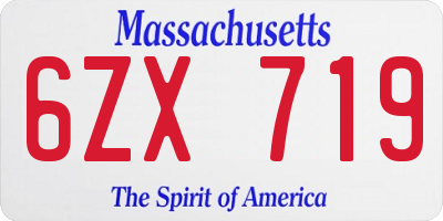 MA license plate 6ZX719