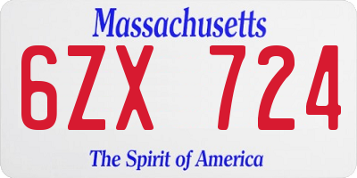 MA license plate 6ZX724