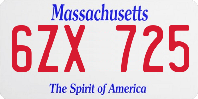 MA license plate 6ZX725