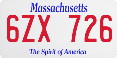 MA license plate 6ZX726