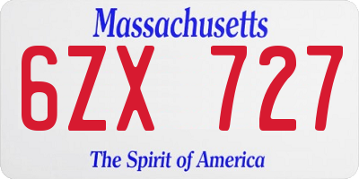 MA license plate 6ZX727