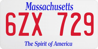 MA license plate 6ZX729