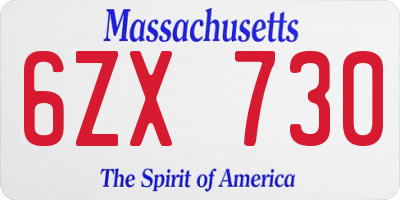 MA license plate 6ZX730