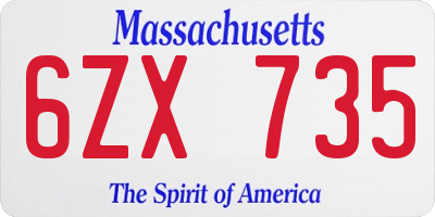MA license plate 6ZX735