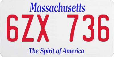 MA license plate 6ZX736