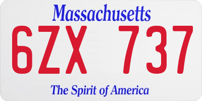 MA license plate 6ZX737