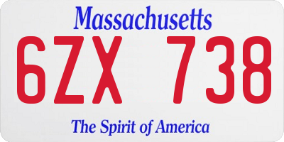 MA license plate 6ZX738