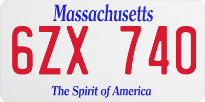 MA license plate 6ZX740