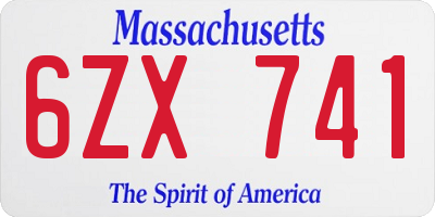 MA license plate 6ZX741