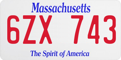MA license plate 6ZX743