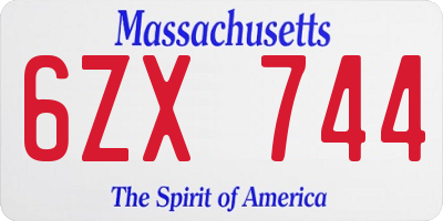 MA license plate 6ZX744