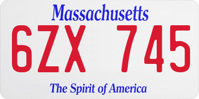 MA license plate 6ZX745