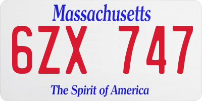 MA license plate 6ZX747