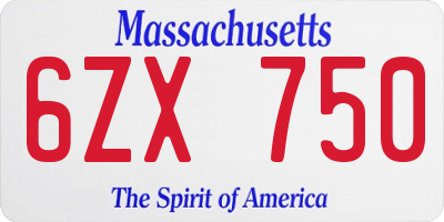MA license plate 6ZX750