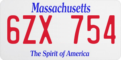 MA license plate 6ZX754