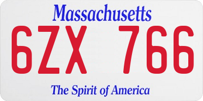 MA license plate 6ZX766