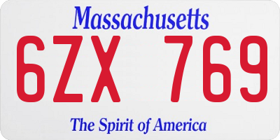 MA license plate 6ZX769