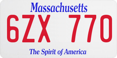 MA license plate 6ZX770