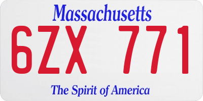 MA license plate 6ZX771