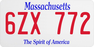MA license plate 6ZX772