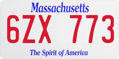 MA license plate 6ZX773
