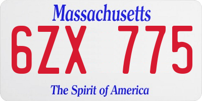MA license plate 6ZX775