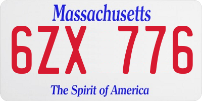 MA license plate 6ZX776