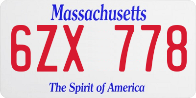 MA license plate 6ZX778