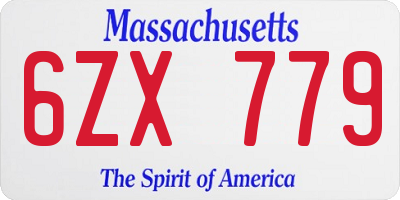 MA license plate 6ZX779