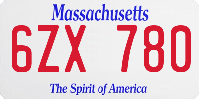 MA license plate 6ZX780