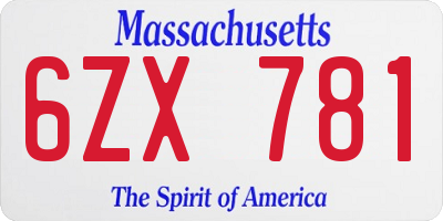 MA license plate 6ZX781