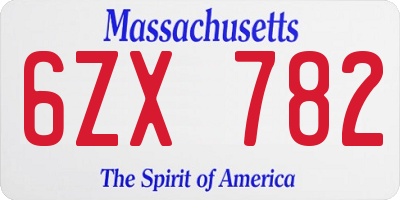 MA license plate 6ZX782