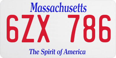 MA license plate 6ZX786