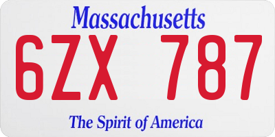 MA license plate 6ZX787