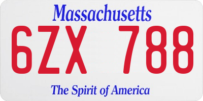 MA license plate 6ZX788