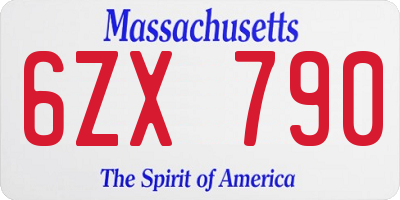 MA license plate 6ZX790