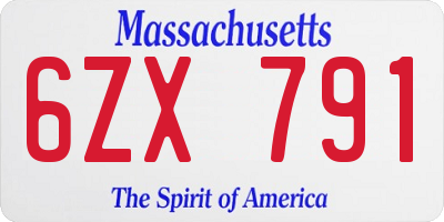 MA license plate 6ZX791