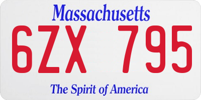 MA license plate 6ZX795