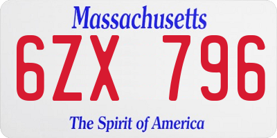 MA license plate 6ZX796