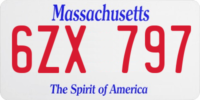 MA license plate 6ZX797