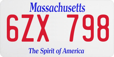 MA license plate 6ZX798