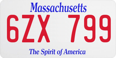 MA license plate 6ZX799