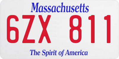 MA license plate 6ZX811